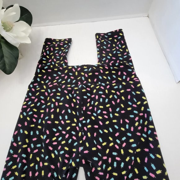LuLaRoe One Size OS Legging Summer Popsicle Ice Cream Black Pink Yellow Blue - Picture 4 of 6